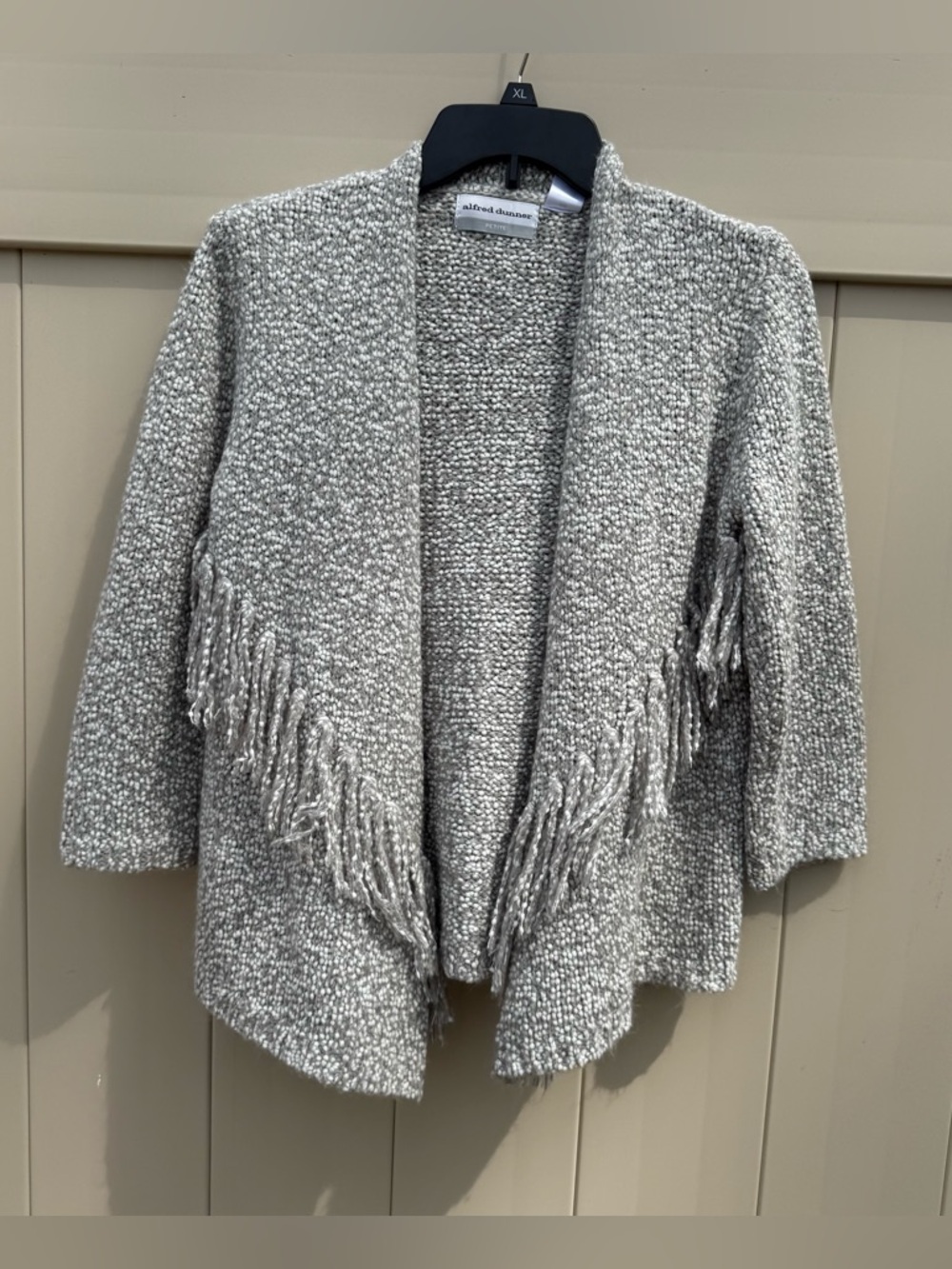 Alfred Dunner Open Front Fringe Cardigan Sweater 3/4 Sleeve Petite Medium